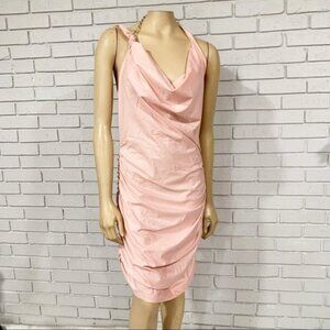 Saint Genies Pink Slinky Cowl Neck Dress
